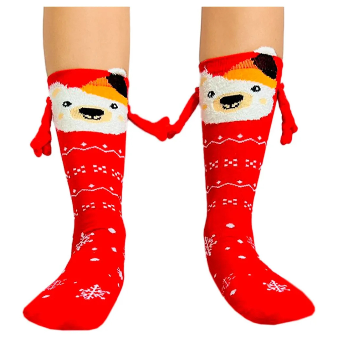 Calcetas Navideñas Manitas Imán Moda Cute Oso Polar (1 par)