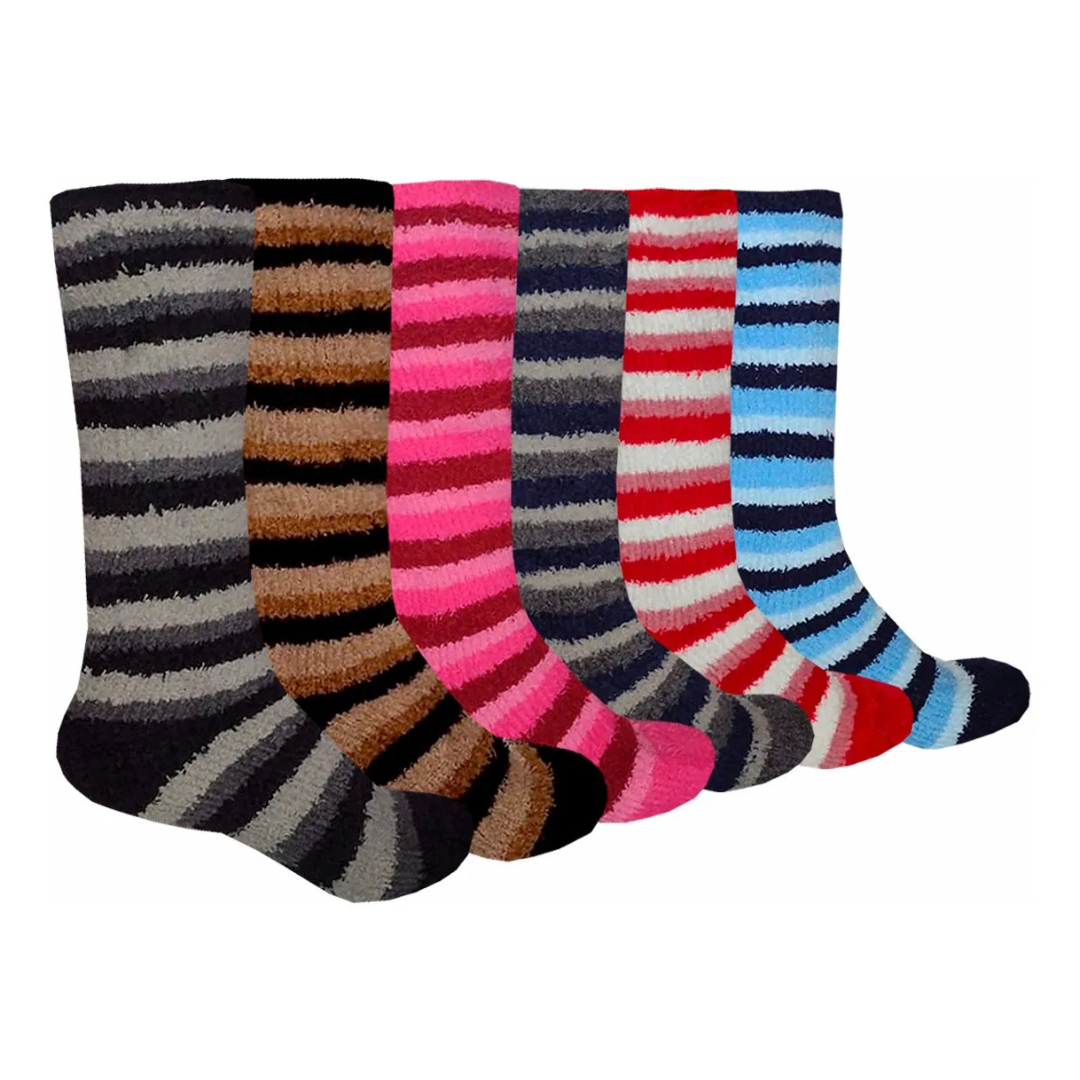 Calcetas De Peluche Rayas Algodón Suaves (4 Pares)