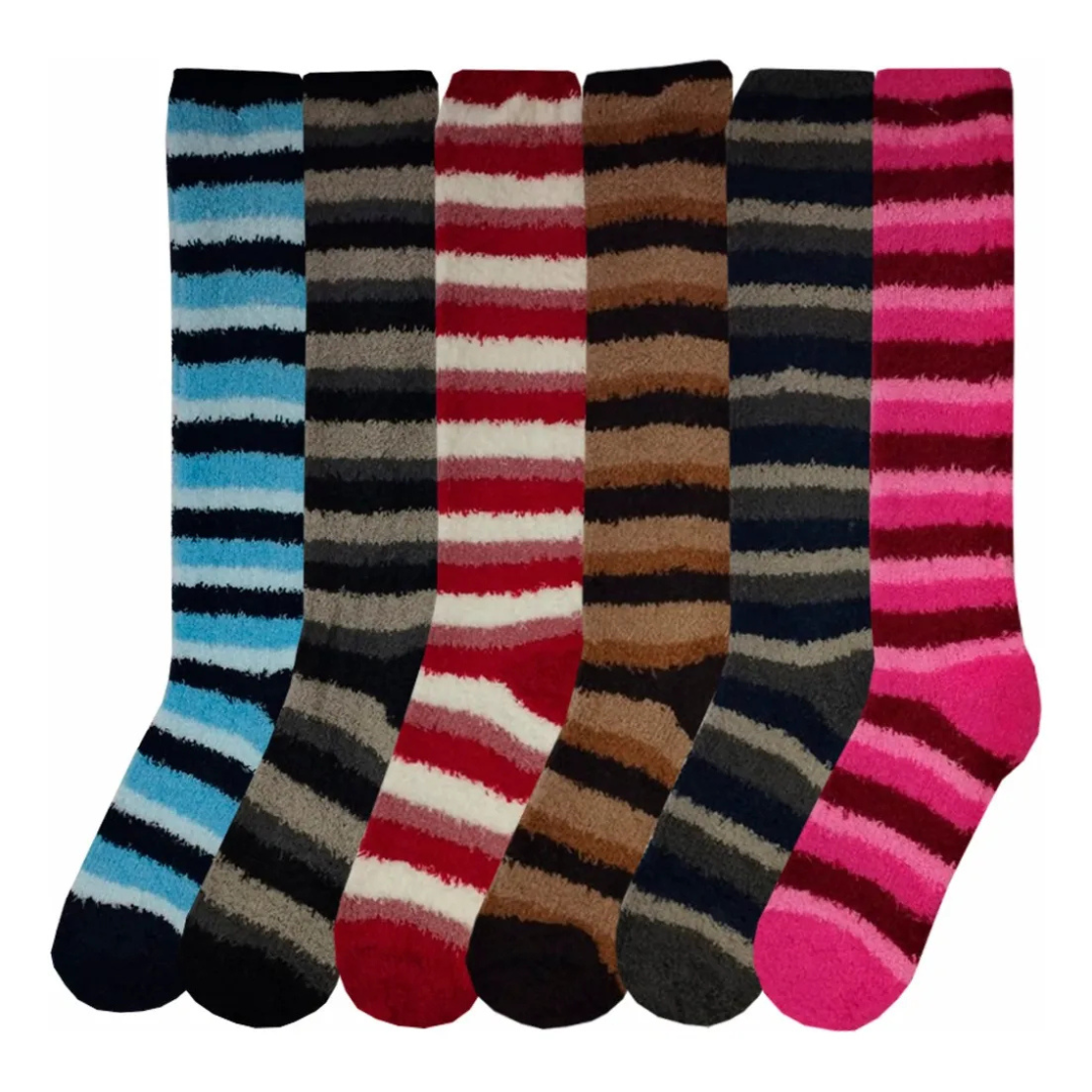 Calcetas De Peluche Rayas Algodón Suaves (4 Pares)