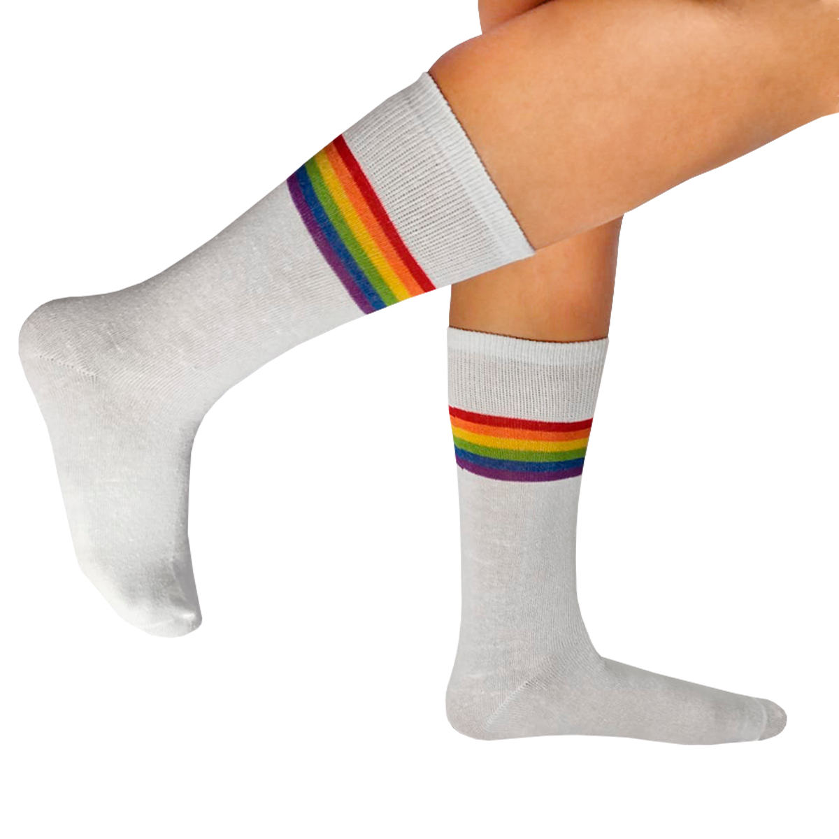 Calcetines "Rayas Arcoíris LGBT Pride Color Blanco"