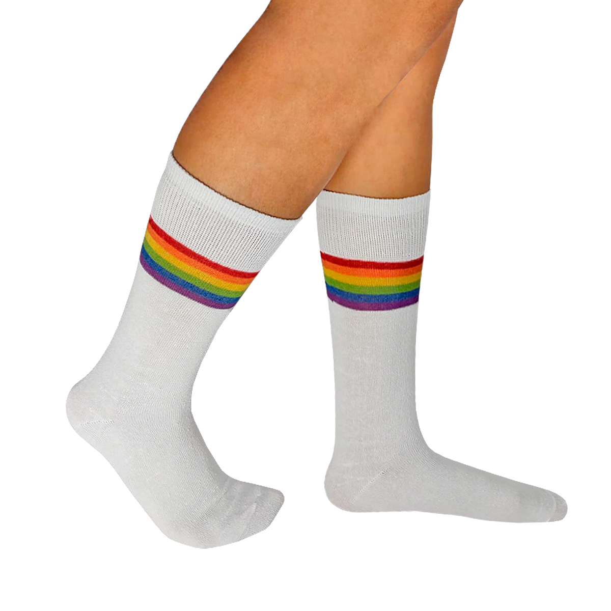 Calcetines "Rayas Arcoíris LGBT Pride Color Blanco"
