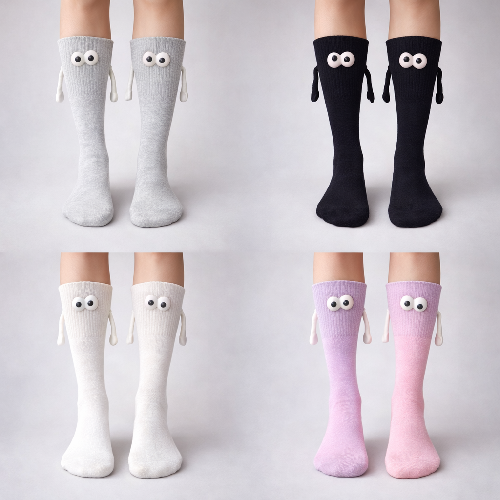 Calcetas De Manitas Imán y Ojitos Moda Divertidos 6 Pares