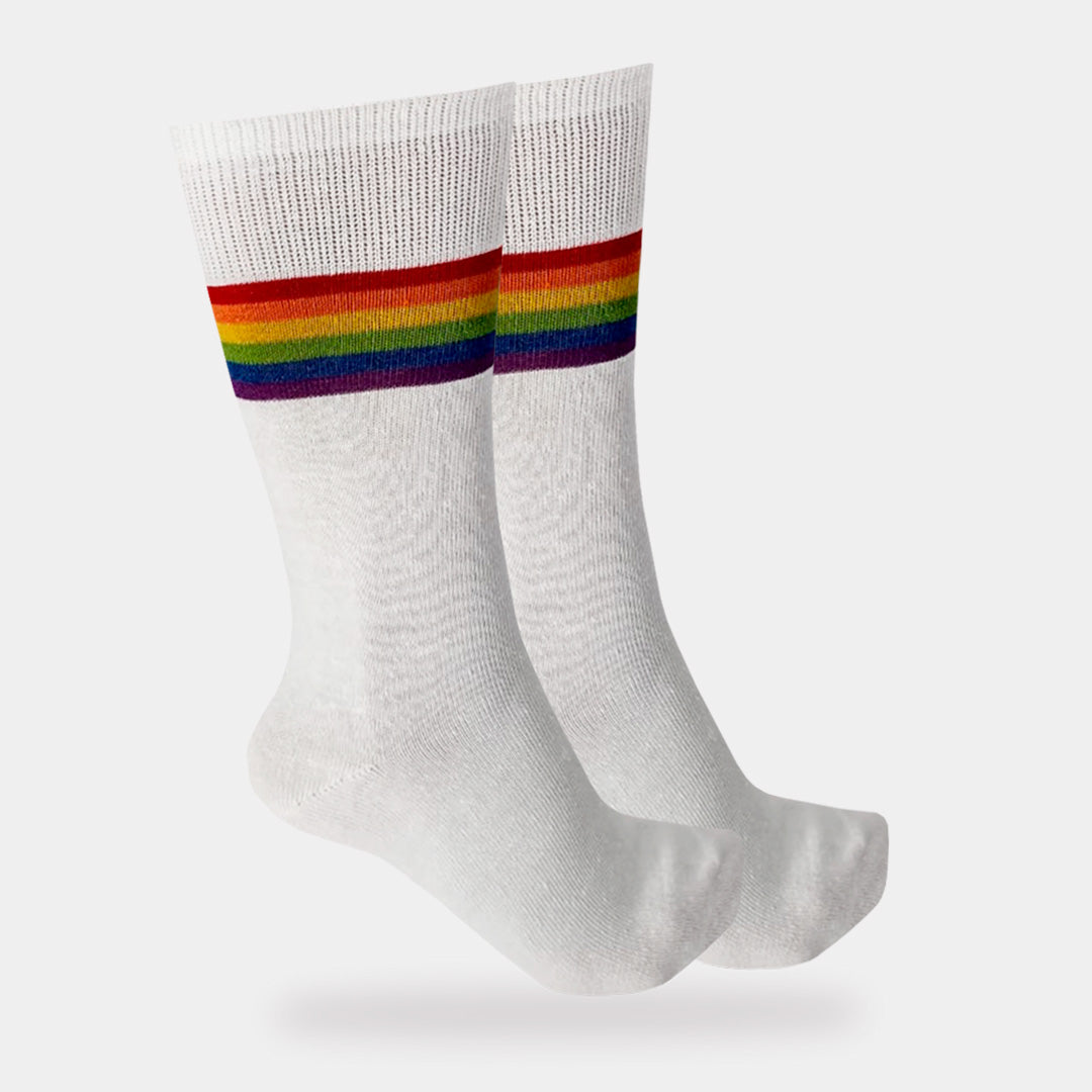 Calcetines "Rayas Arcoíris LGBT Pride Color Blanco"