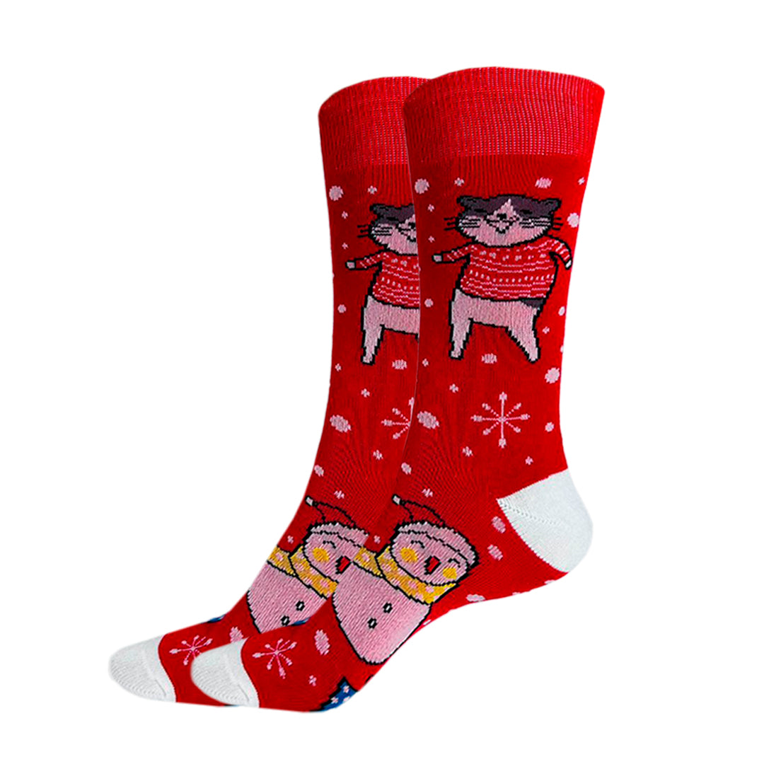 Calcetines Navidad Copos De Nieve / "Gatito Y Muñeco De Nieve"