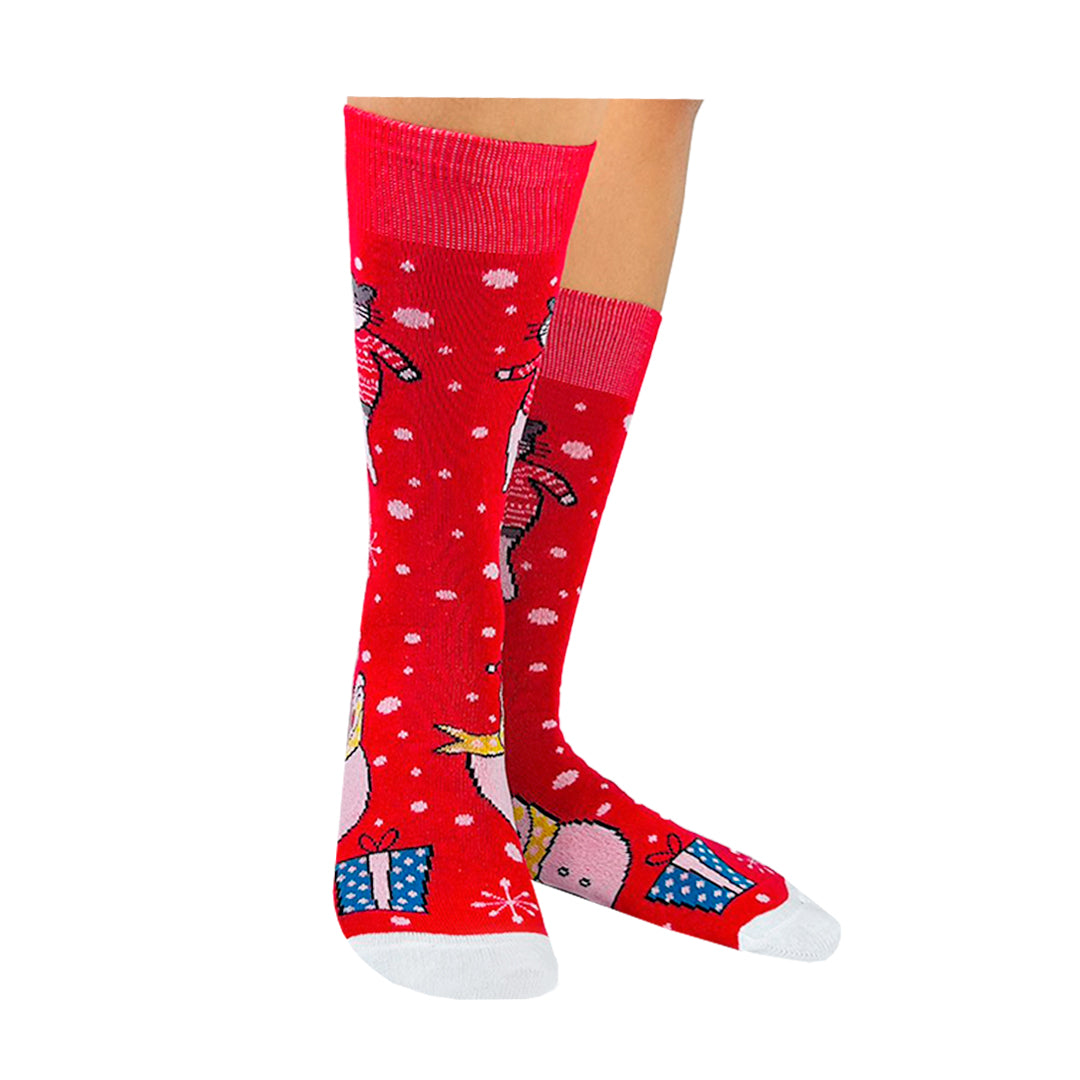 Calcetines Navidad Copos De Nieve / "Gatito Y Muñeco De Nieve"