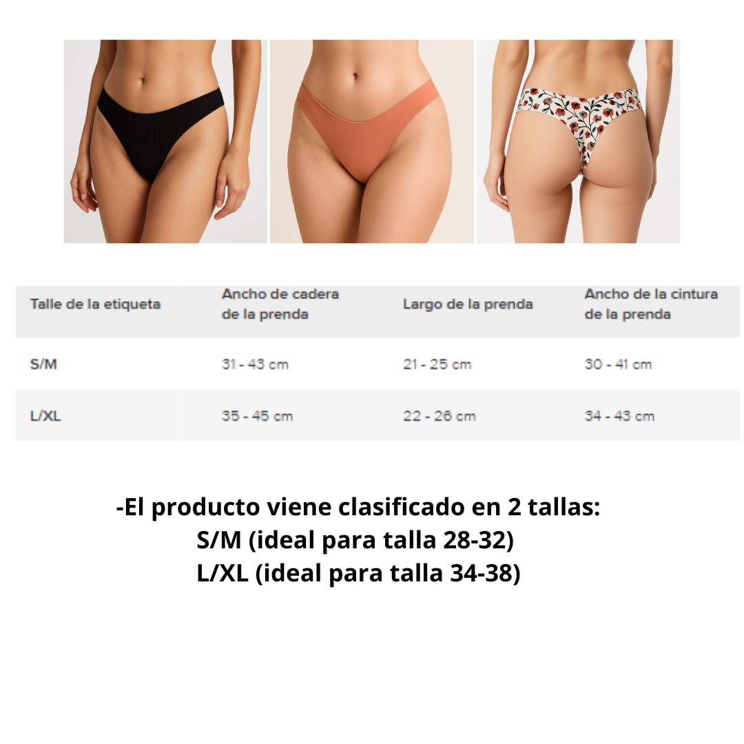 Calzón De Dama Tanga Invisible Sin Costura Confort 6 Piezas