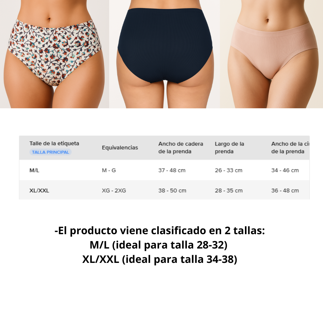 Calzón De Dama Pantaleta Brief Invisible Sin Costura Confort 12 Piezas