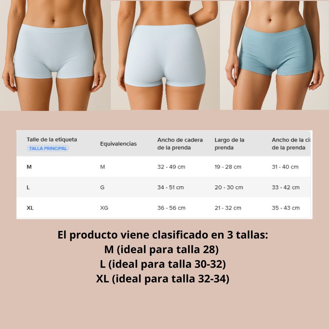 Bóxer Calzón Dama Sin Costura Invisible Suave Moda 6 Piezas