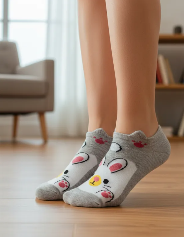 Calcetas Cortas Orejitas Mujer Animalitos Algodón 10 Pares
