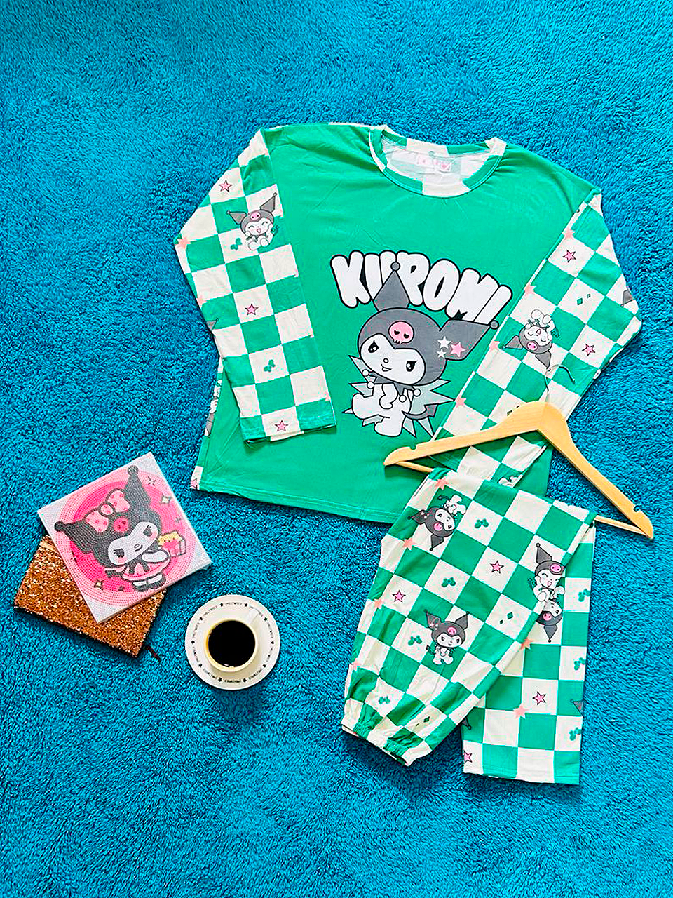 Conjunto Pijama Diseño De "Kuromi Color Verde"