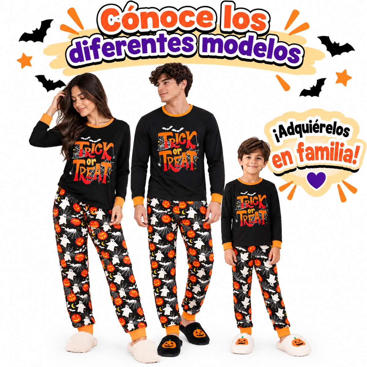 Pijama De Halloween/ Día De Muertos Hombre Térmica Moda Letras Trick or Treat