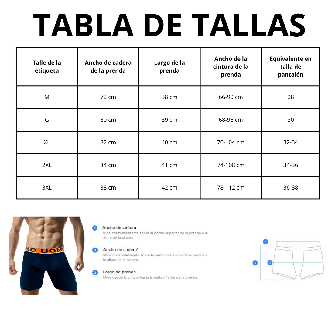 Bóxer Caballero Largos Briefs 6 Piezas
