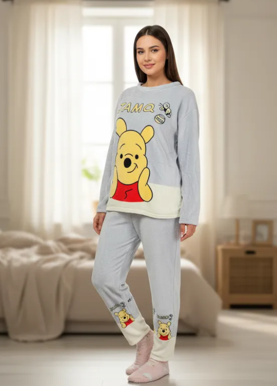 Pijama Afelpada Mujer Polar Winnie Pooh Pantalón Y Suéter