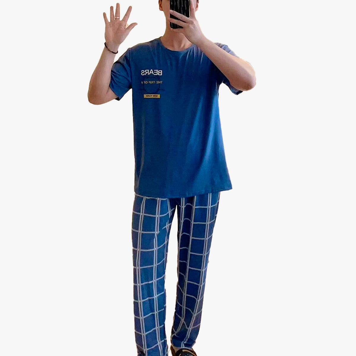 Pijama De Hombre Playera y Pantalón de Cuadros