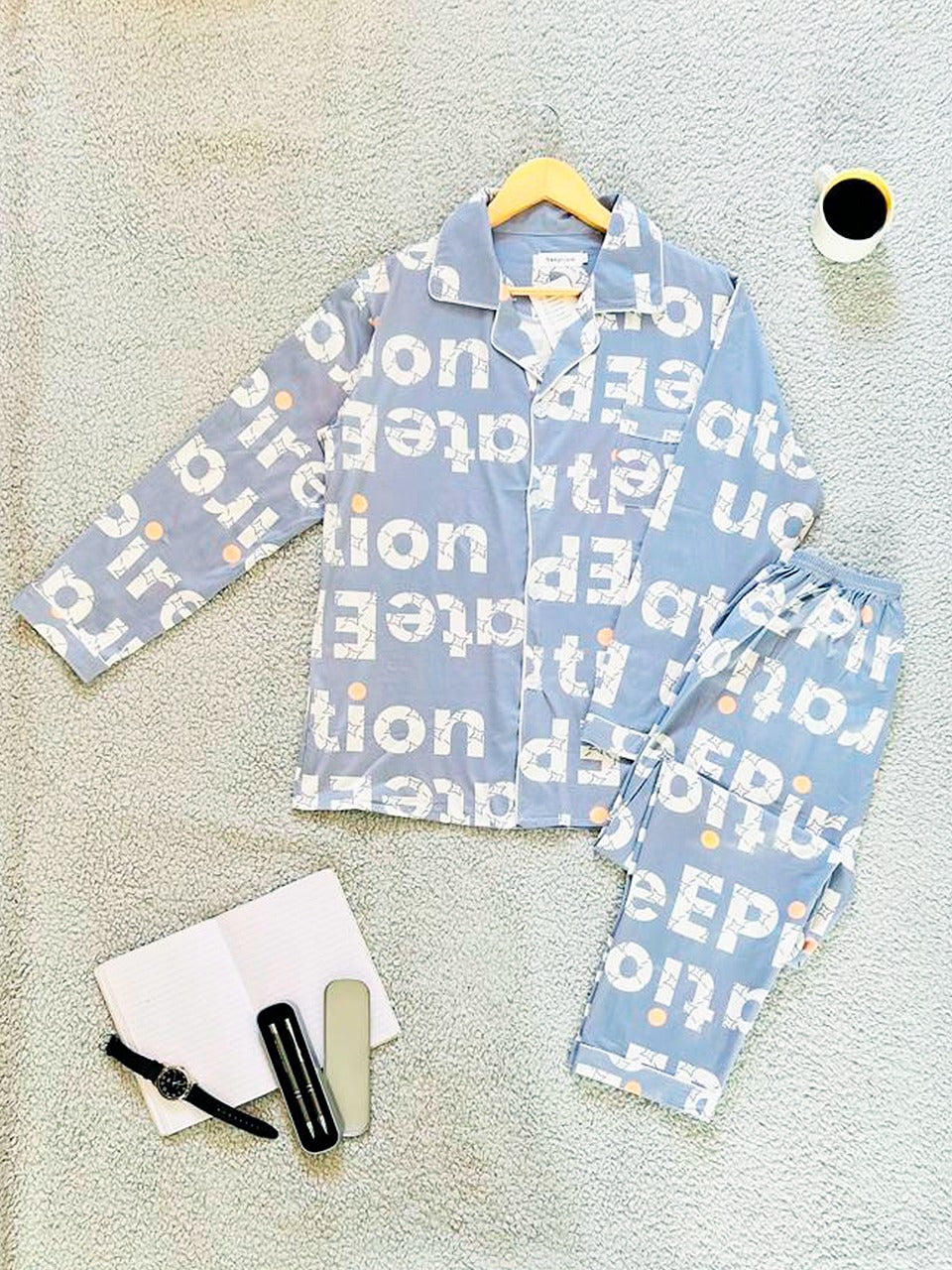Pijama De Hombre Letras Color Azul Cielo