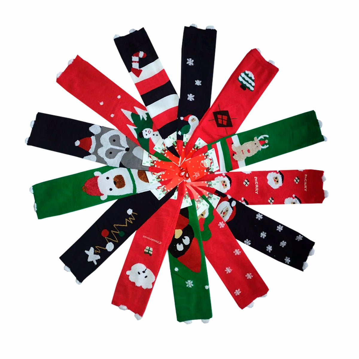 Calcetas Navideñas De Mujer Orejitas Algodón (12 pares)