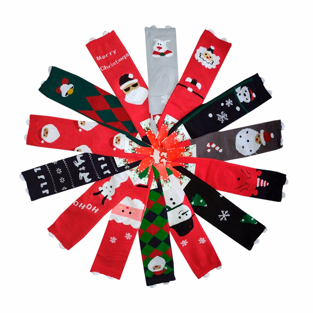 Calcetas Navideñas De Mujer Orejitas Algodón (12 pares)