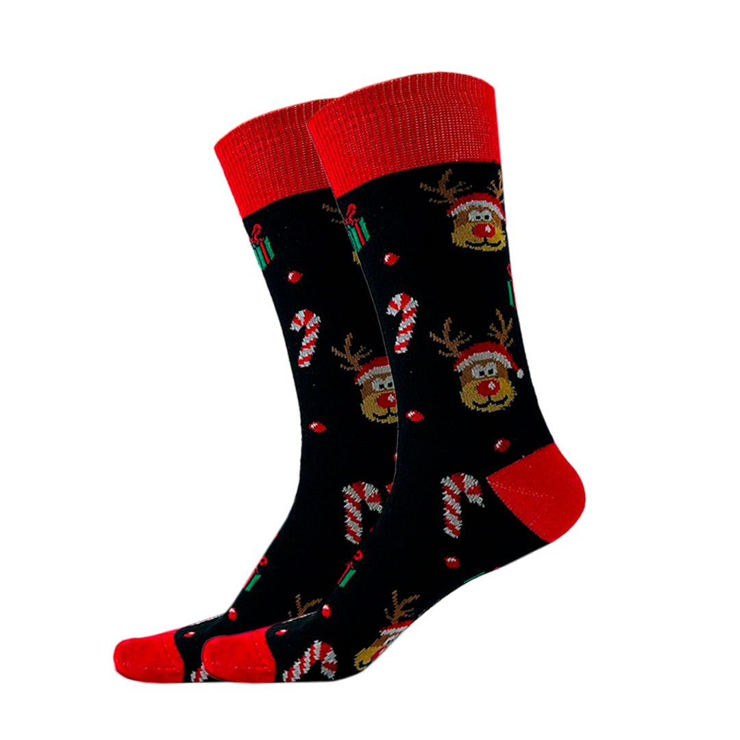 Calcetines Navidad / "Caritas De Renos, Regalos Y Bastones"