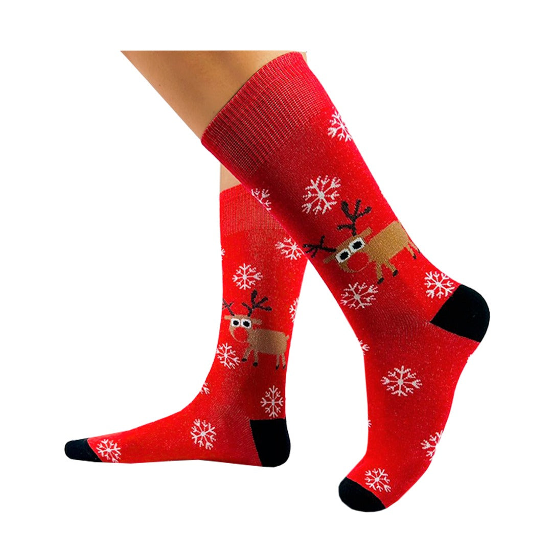 Calcetines Navidad / "Copos De Nieve Con Reno"