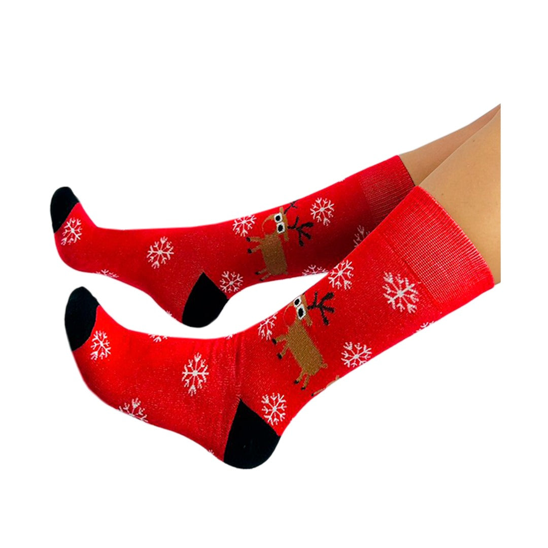 Calcetines Navidad / "Copos De Nieve Con Reno"