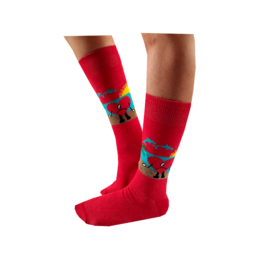 Calcetines Divertidos Bad Bunny / "Un Verano Sin Ti" Color Rojo