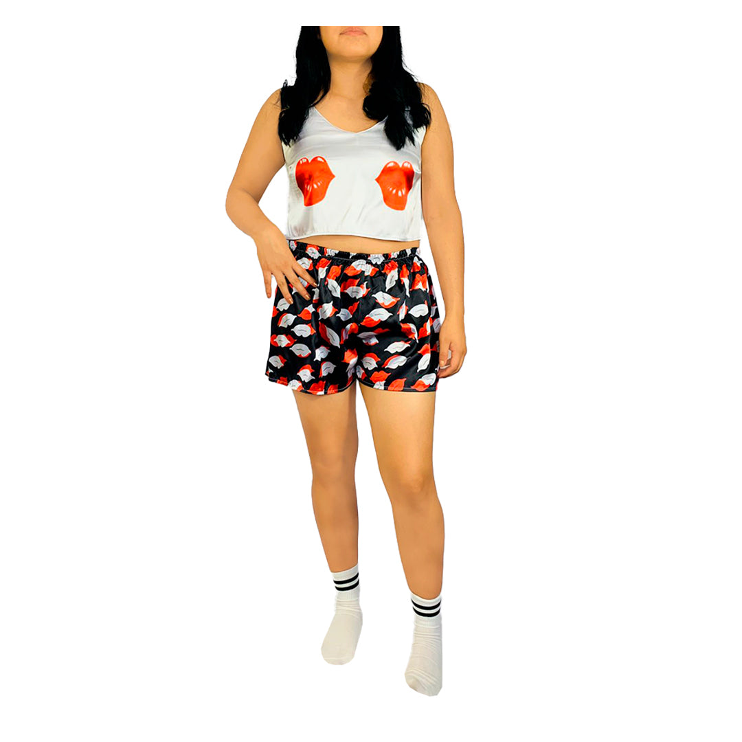 Pijama Mujer Top/Short Frescas Moda "Besos"