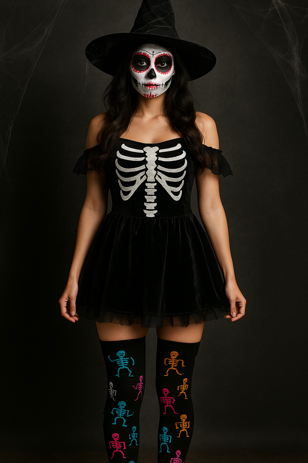 Medias Halloween Diseño De "Calacas Bailando"