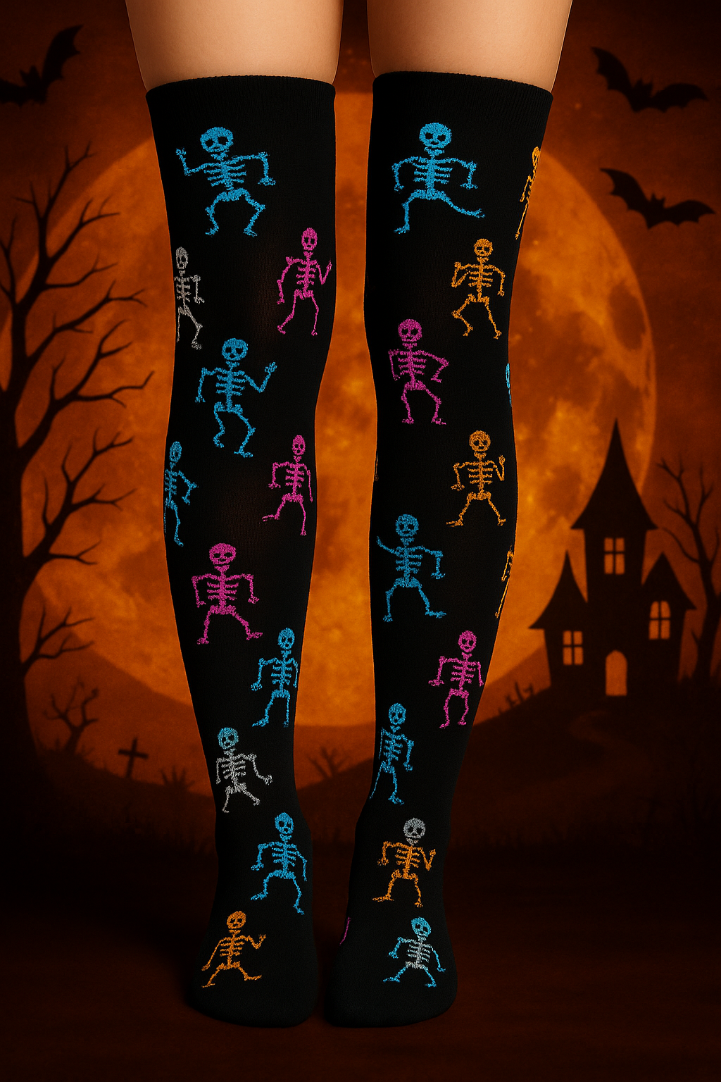 Medias Halloween Diseño De "Calacas Bailando"