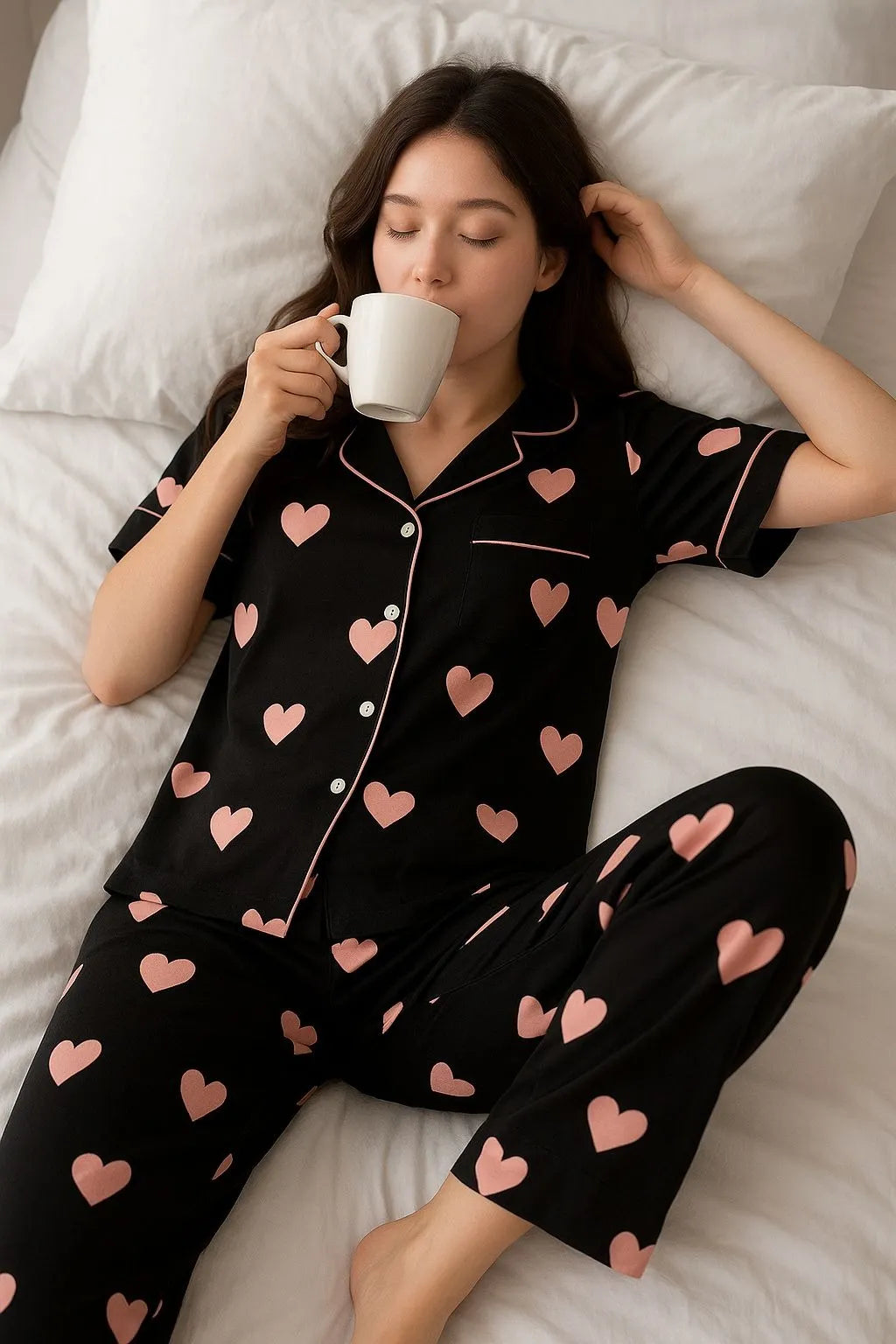 Conjunto De Pijama Mujer Diseño De Corazones