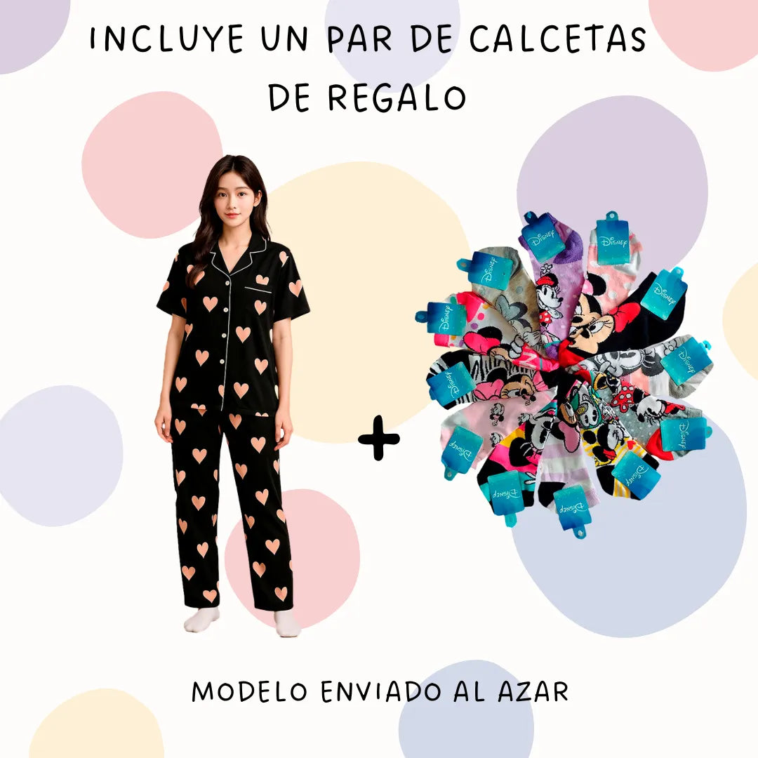 Conjunto De Pijama Mujer Diseño De Corazones
