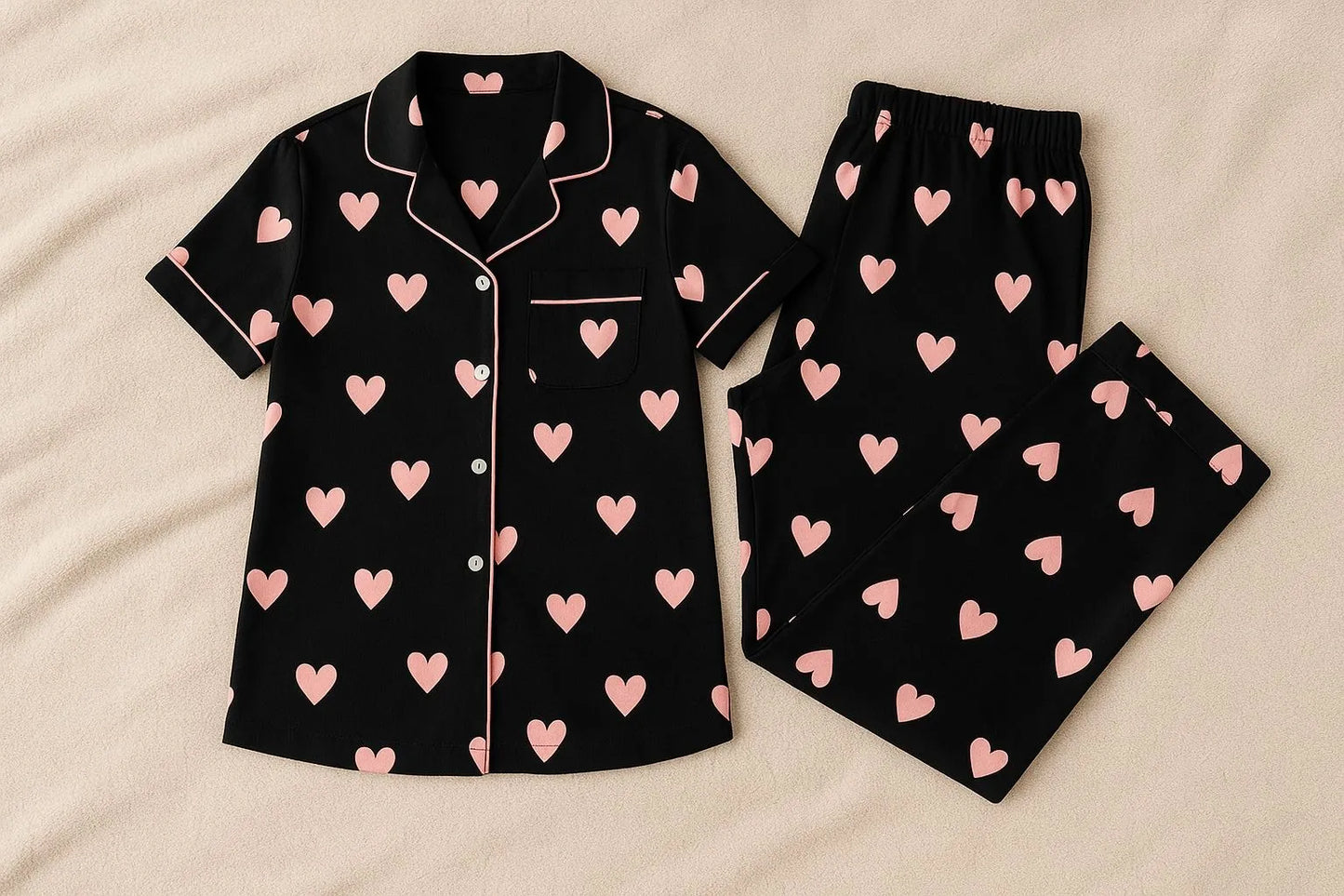 Conjunto De Pijama Mujer Diseño De Corazones