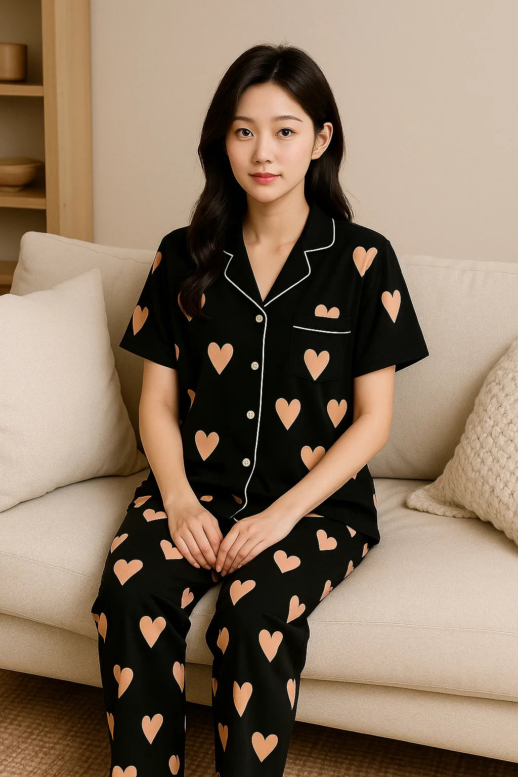 Conjunto De Pijama Mujer Diseño De Corazones