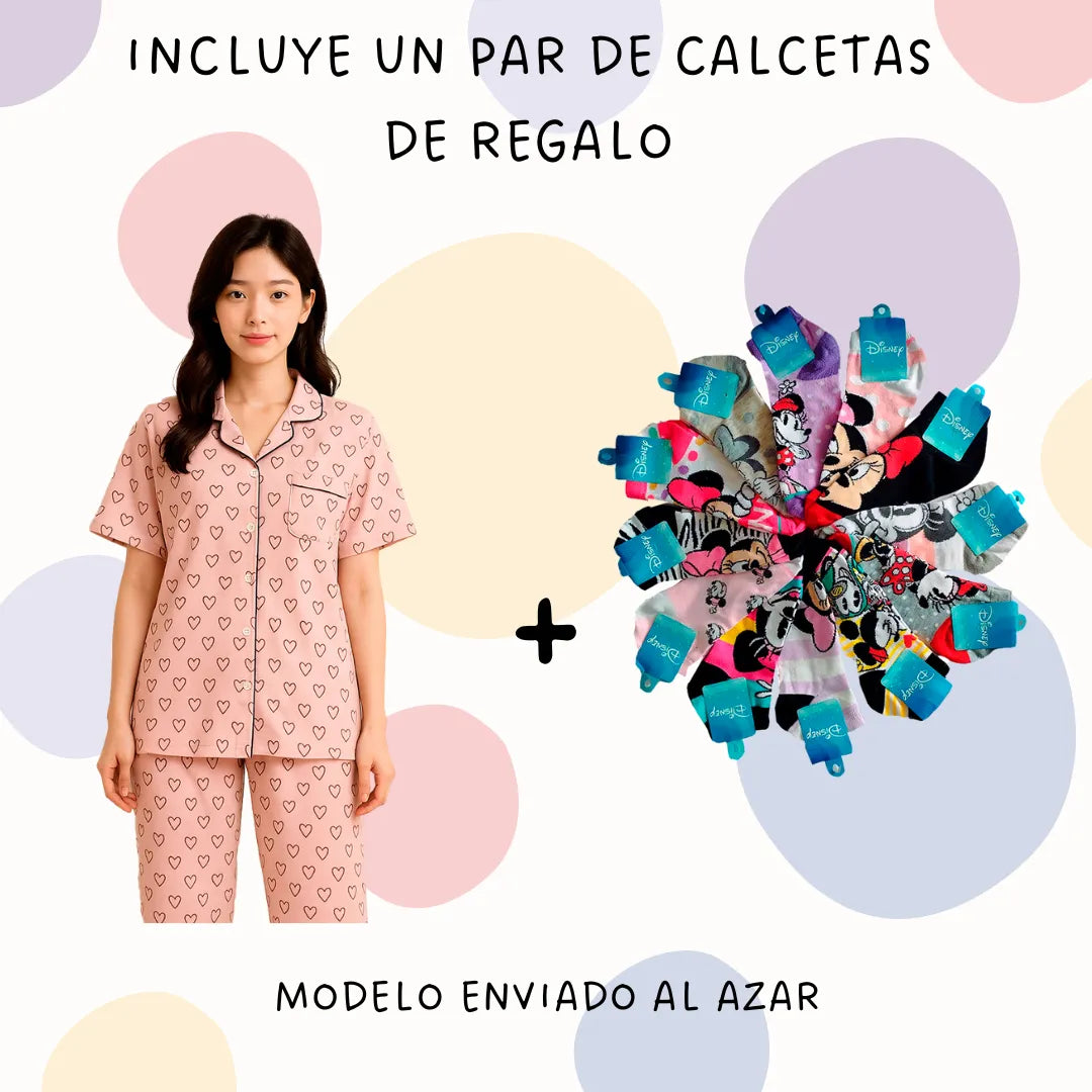 Conjunto De Pijama Mujer Diseño De Corazones Moda