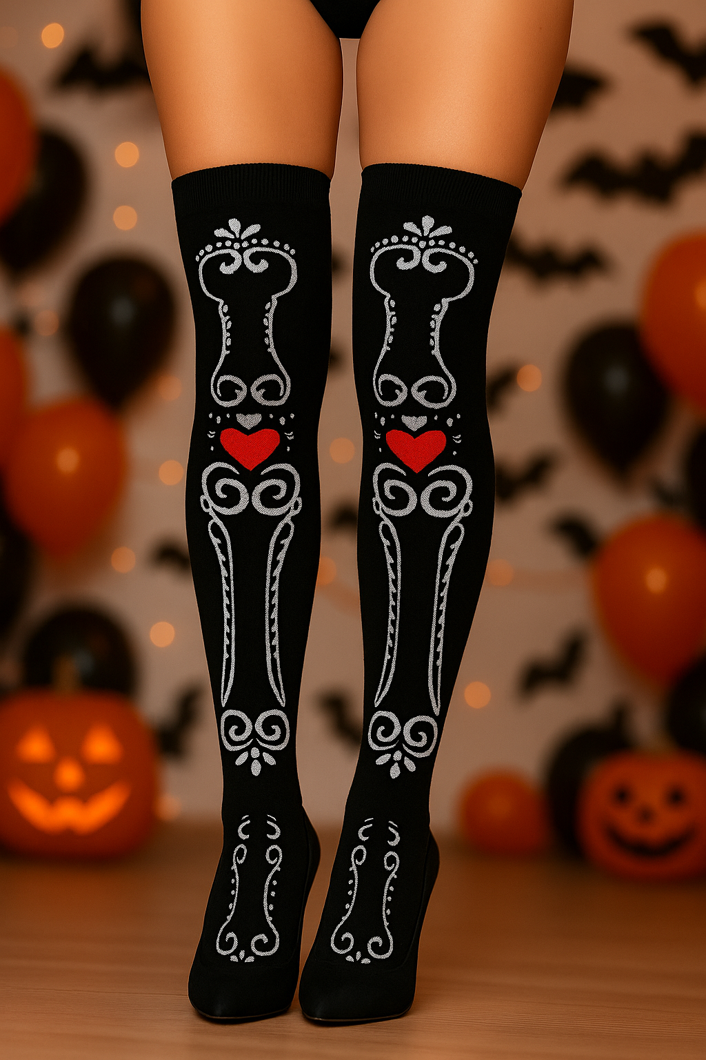 Medias Halloween Diseño De "Hueso Catrina"