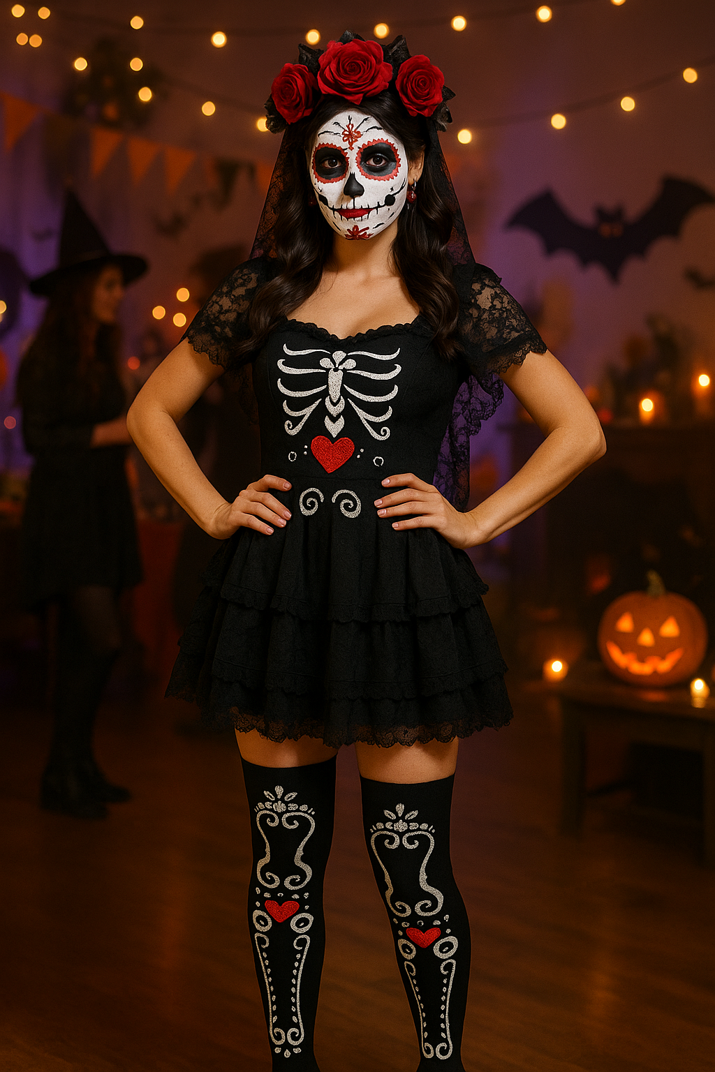 Medias Halloween Diseño De "Hueso Catrina"
