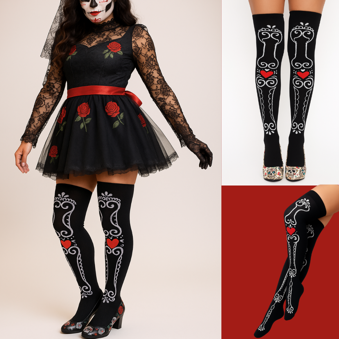 Medias Halloween Diseño De "Hueso Catrina"