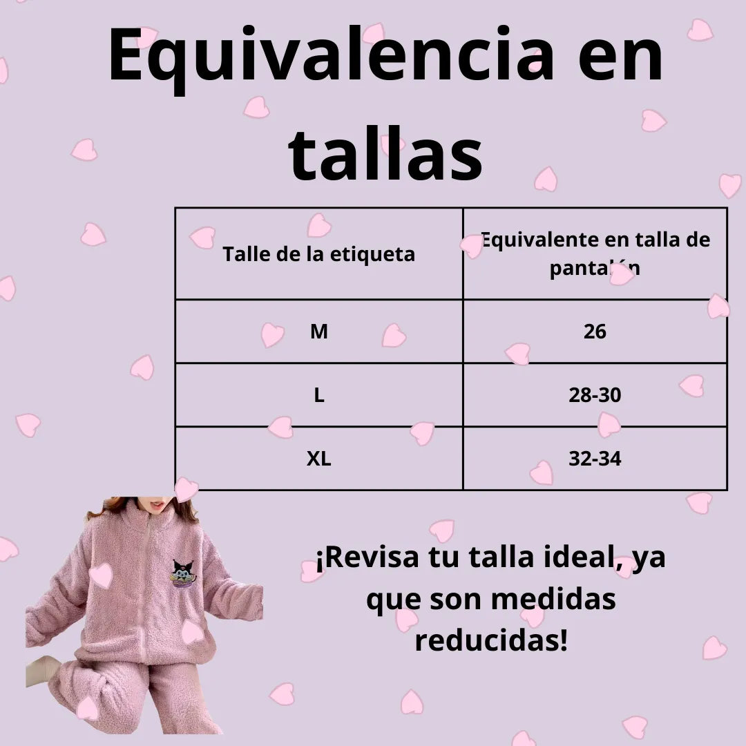 Pijama Afelpada Dama Con Cierre "Kuromi"