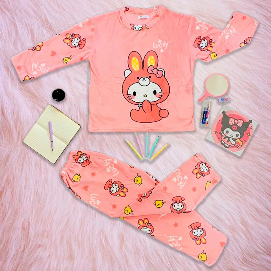 Pijama Afelpada Dama Caricaturas "Kitty Conejo"