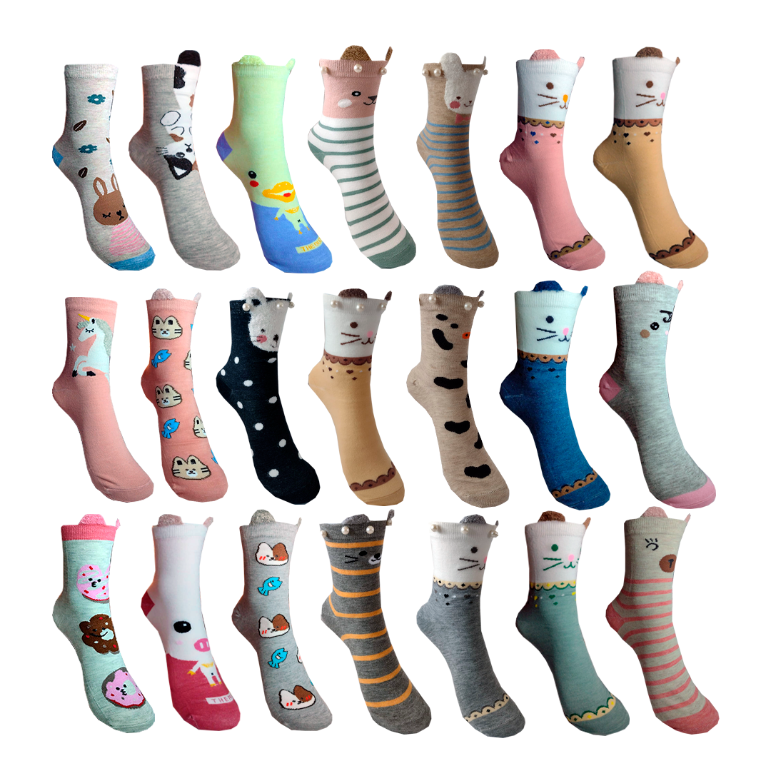 Calcetas De Orejitas 3D Mujer (12 pares)