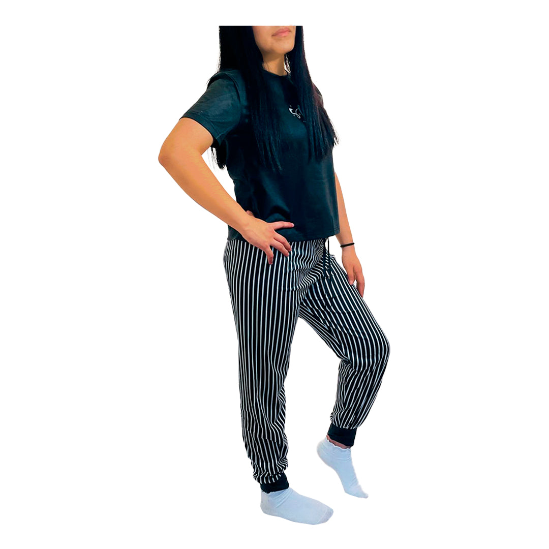 Pijama Dama Elegante Rayas Moda "Color Negro"