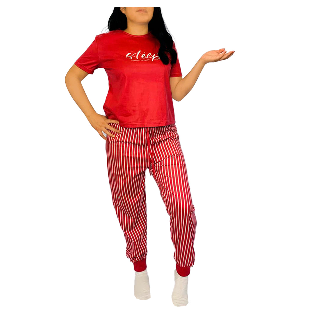 Pijama Dama Elegante Rayas Moda "Color Rojo"