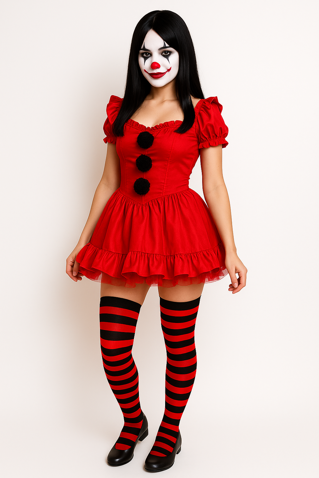 Medias Halloween Diseño De "Rayado Rojo Con Negro"