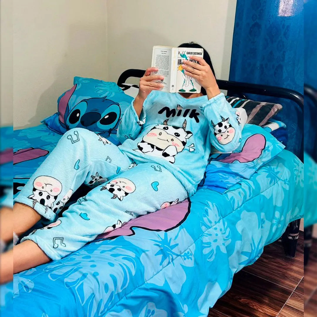Pijama Afelpada Dama Caricaturas "Vaca"