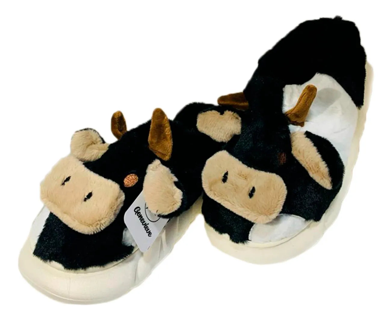 Pantuflas Diseño De Vaca Peluche Confort Invierno Suaves Moda