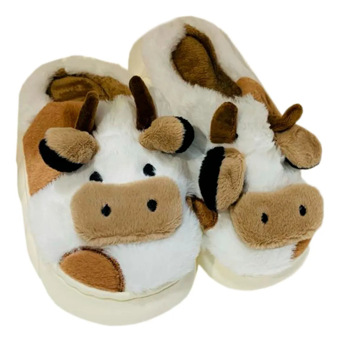 Pantuflas Diseño De Vaca Peluche Confort Invierno Suaves Moda
