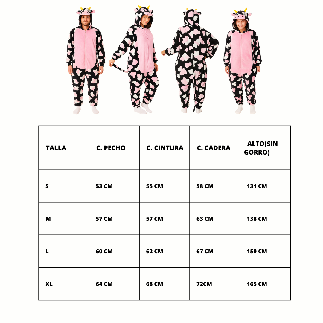 Pijama Mameluco De Vaca Animal Unisex Adulto Disfraz Moda