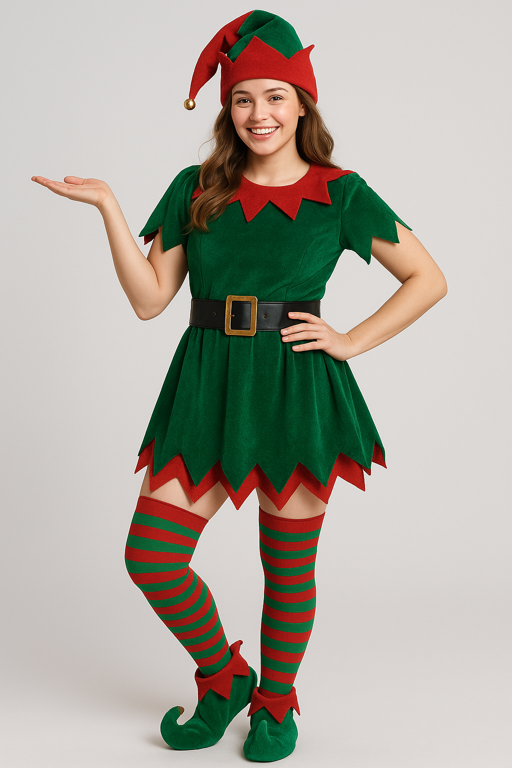 Medias Navidad Mujer Algodón Moda Rayado Verde con Rojo