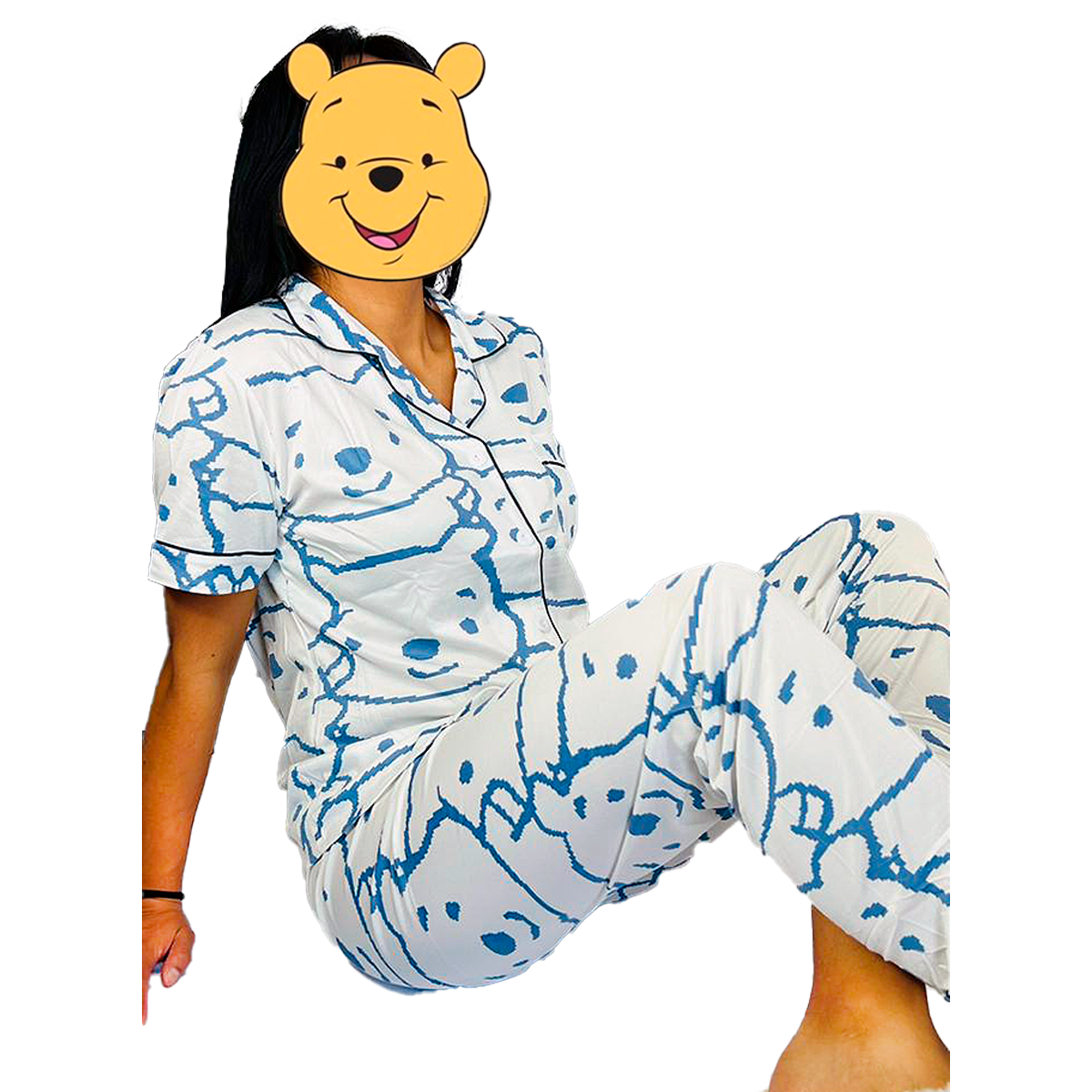 Pijama Botones Diseño De "Winnie Pooh Diseño Color Azul"