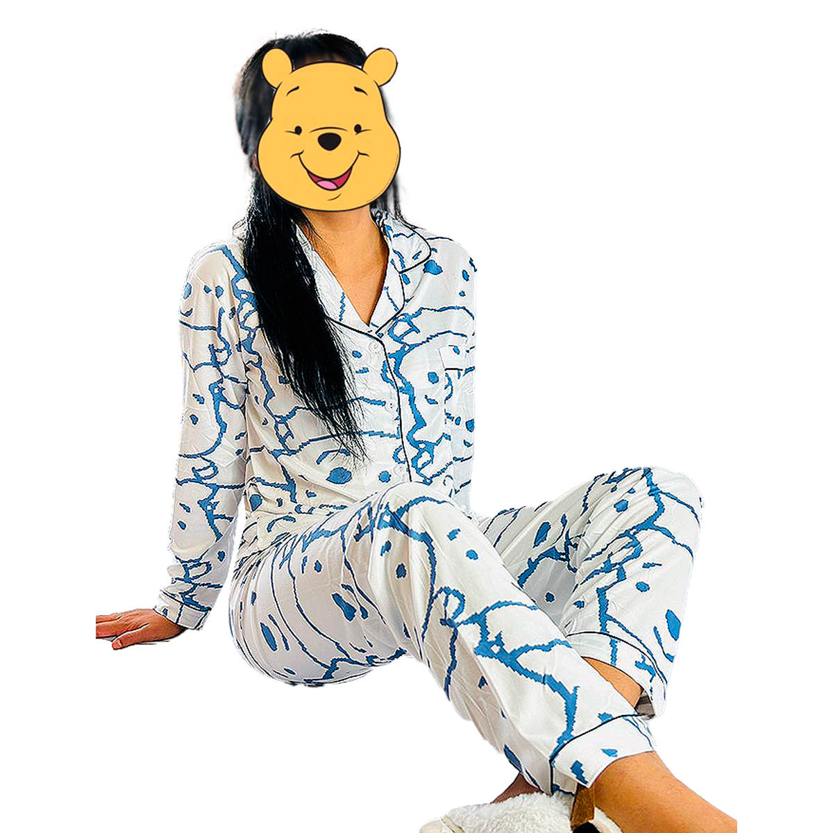 Pijama Botones Diseño De "Winnie Pooh Diseño Color Azul"