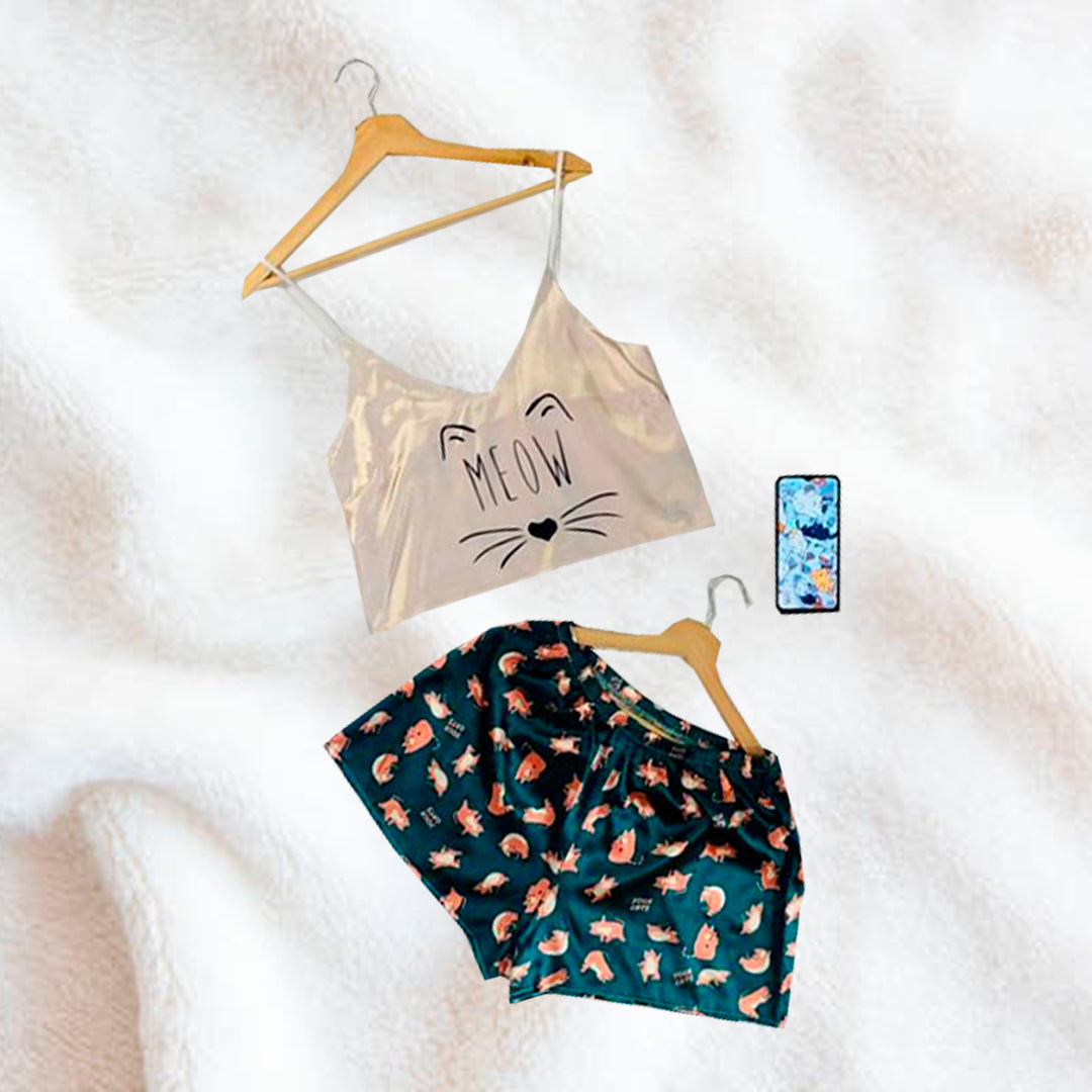Pijama Mujer Top/Short Frescas Moda "Zorrito"